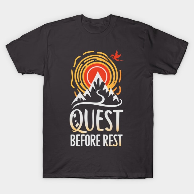 Quest Before Rest - Lonely Mountain by Sunset - Fantasy T-Shirt by Fenay-Designs